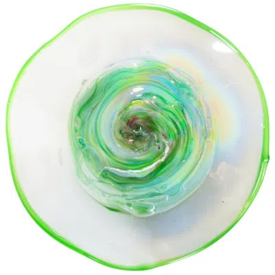 Dale Tiffany 18" Cavalier White Green Hand Blown Art Glass Wall Decor