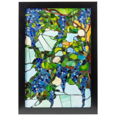 Dale Tiffany 18" Tall Grapevine Mosaic Art Glass Wall Decor / Suncatcher