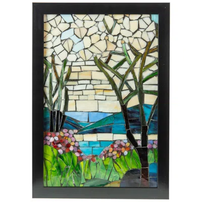 Dale Tiffany 18" Tall Magnolia Iris Mosaic Glass Wall Decor / Suncatcher In Multi