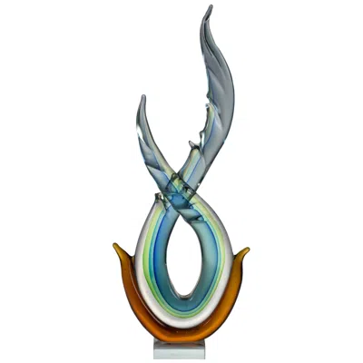 Dale Tiffany 22" Tall Aqua Handcrafted Art Glass Sculpture