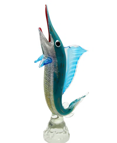 Dale Tiffany 22.5" Marline Fish Art Glass Figurine In Blue