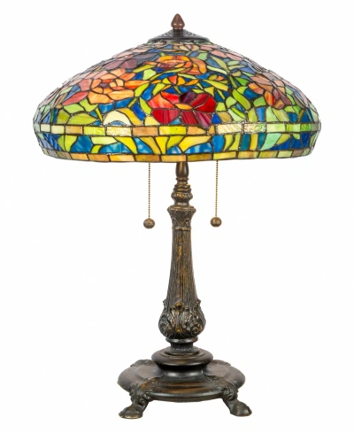 Dale Tiffany 27" Tall Red Peony Tiffany Style Table Lamp In Multi-color