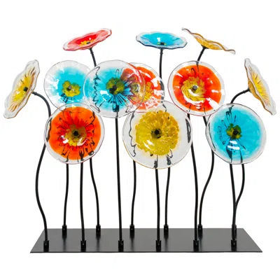 Dale Tiffany 31.75" Tall 12pc Flower Garden Handcrafted Glass With Stand