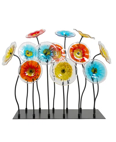 Dale Tiffany 32" Flower Garden Art Glass Sculpture In Multi