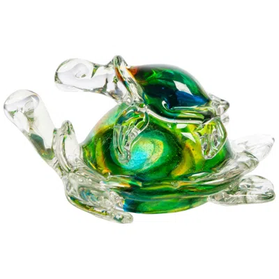Dale Tiffany 4" Tall Colorful Sea Turtle Handcrafted Art Glass Figurine