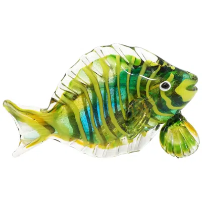 Dale Tiffany 6.5" Tall Varadero Fish Handcrafted Art Glass Figurine In Green