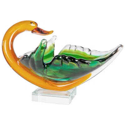 Dale Tiffany 6.75" Tall Majestic Swan Handcrafted Art Glass Bowl Sculpture