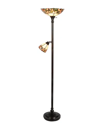 Dale Tiffany 69.75in Crystal Leaf Torchiere In Black