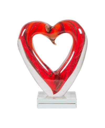 Dale Tiffany 7" Rossa Heart Art Glass Figurine In Red