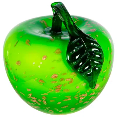 Dale Tiffany 7" Tall Emerald Orchard Apple Handcrafted Art Glass Sculpture In Green