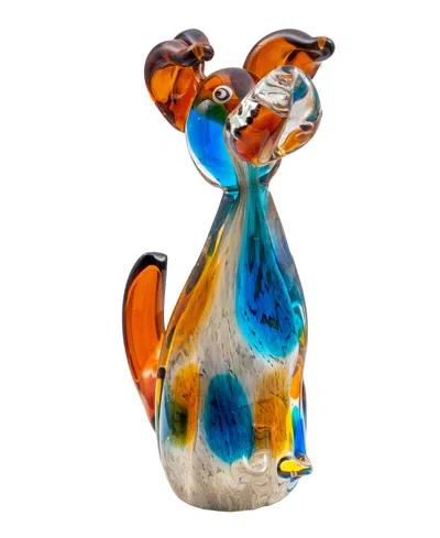 Dale Tiffany Maximo Art Glass Dog Sculpture - 5.5" X 3.5" X 7.75" In Multi