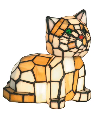 Dale Tiffany 7in Tiger Cat Accent Lamp In Brown