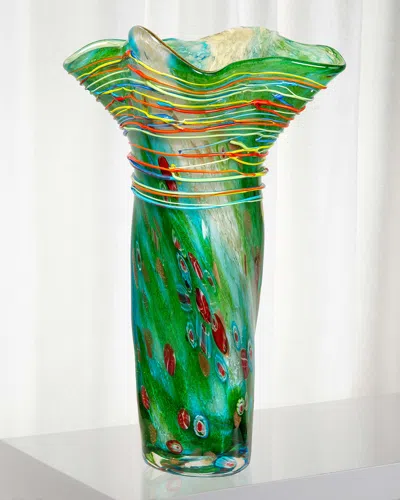 Dale Tiffany 8.5" X 18" Petria Art Glass Vase In Multi