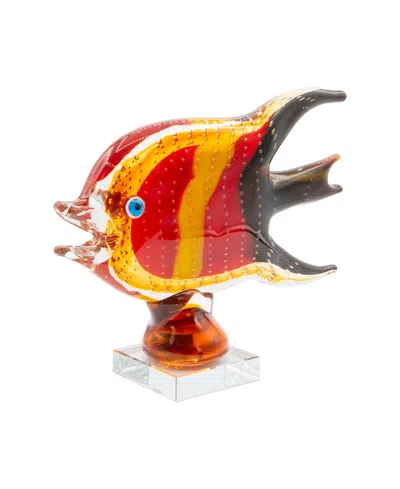 Dale Tiffany 8.75" Bora Fish Art Glass Figurine In Red