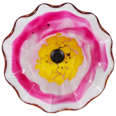 Dale Tiffany 9" Fiore Bloom Pink Hand Blown Art Glass Wall Decor