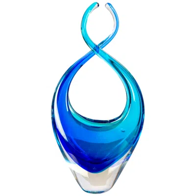 Dale Tiffany 9.75" Tall Azure Embrace Handcrafted Art Glass Sculpture In Blue