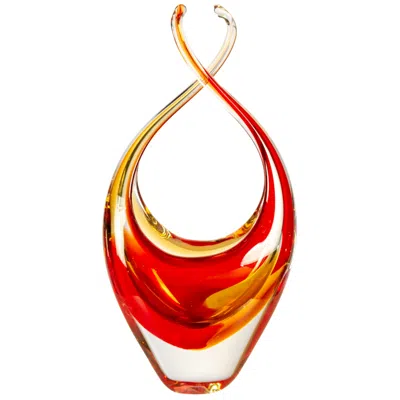 Dale Tiffany 9.75" Tall Sunset Embrace Handcrafted Art Glass Sculpture In Orange