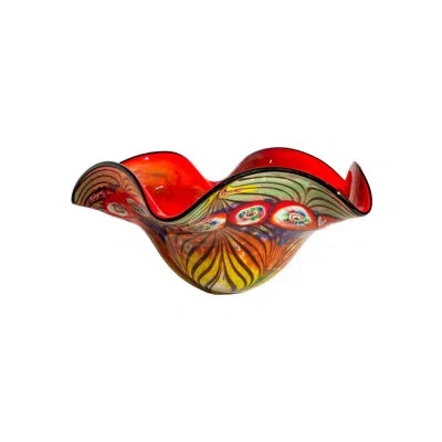 Dale Tiffany Albie Hand Blown Art Glass Bowl In Multi-color