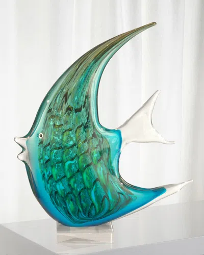 Dale Tiffany Aqua Fish Decorative Art Glass Figurine In Multi