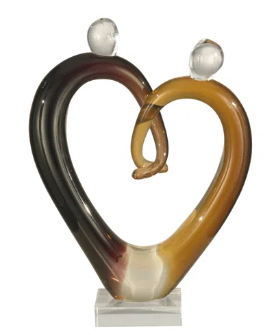 Dale Tiffany Art Glass Hearts Sculpture In Brown