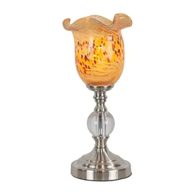 Dale Tiffany Beige Speckle Art Glass Accent Desk Lamp In Silver