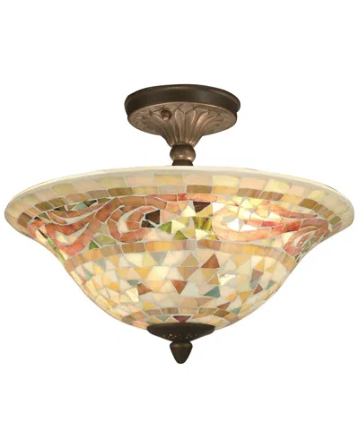 Dale Tiffany Bradshaw Mosaic Flush Mount In Amber