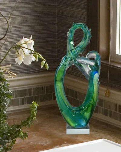 Dale Tiffany Braided Art Glass Sculpture In Green