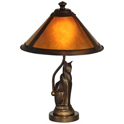 Dale Tiffany Bronze Cat 17" High Accent Lamp With Ginger Mica Shade