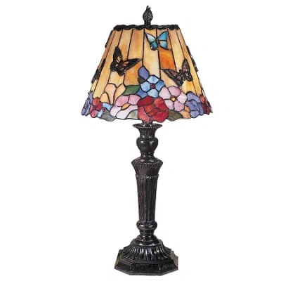 Dale Tiffany Butterfly/peony Table Lamp In Multi