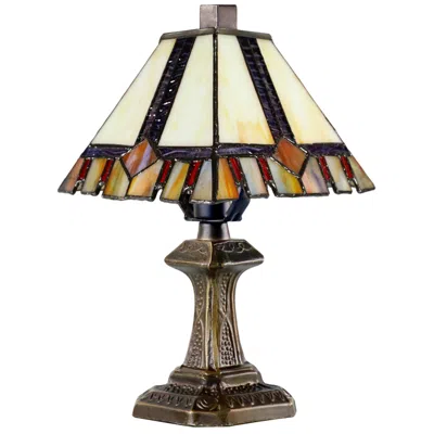 Dale Tiffany Castle Cut 10 3/4" High Antique Bronze Accent Table Lamp In Brown