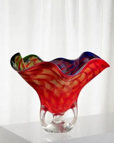 Dale Tiffany Cinnabar Decorative Art Glass Bowl In Red
