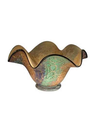 Dale Tiffany Crackle Ruffle Bowl In Multi