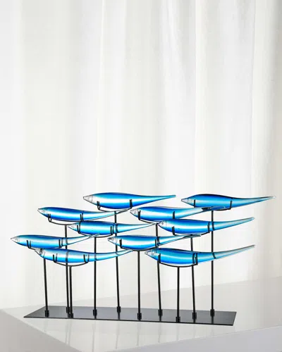 Dale Tiffany Decorative 10 Blue Fish Art Glass Sculpture