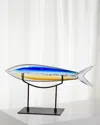 Dale Tiffany Decorative Art Glass Shark Fish Figurine In Multi