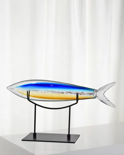 Dale Tiffany Decorative Art Glass Shark Fish Figurine In Multi
