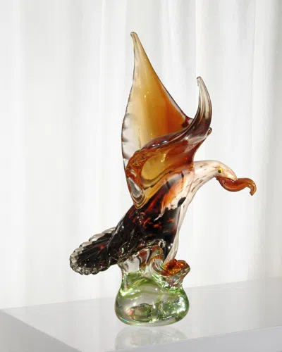 Dale Tiffany Decorative Bald Eagle Art Glass Figurine In Multi