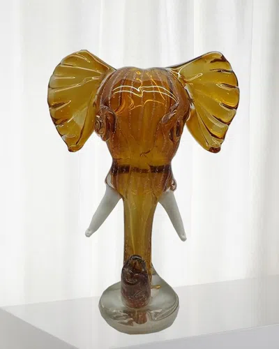 Dale Tiffany Elephant Art Glass Sculpture In Amber