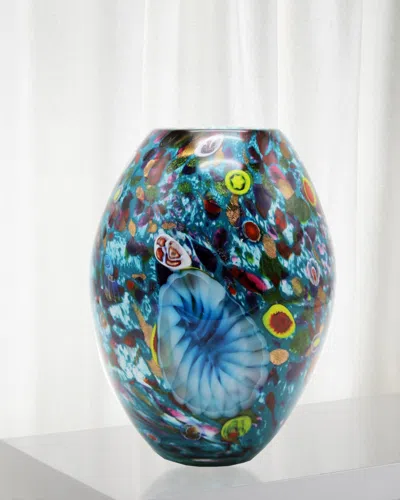 Dale Tiffany Estrada Art Glass Vase In Blue