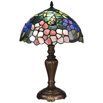 Dale Tiffany Kannon Peony Glass Table Lamp In Multi