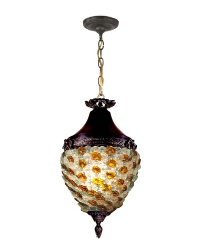 Dale Tiffany Glass Flower Hanging Fixture In Brown
