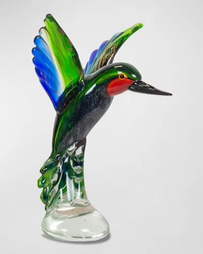 Dale Tiffany Hummingbird Art Glass Sculpture In Multi