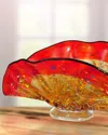 Dale Tiffany Indiana Shell Hand-blown Art Glass Vase In Multi