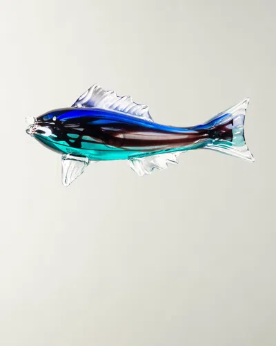 Dale Tiffany Island Fish Art Glass Figurine - 16" X 3" X 7" In Blue