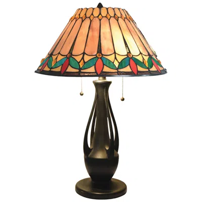 Dale Tiffany Jardin Dark Antique Bronze Art Glass Accent Table Lamp In Brown
