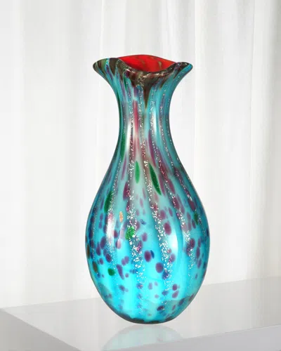 Dale Tiffany Lagood Decorative Art Glass Vase In Blue