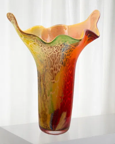 Dale Tiffany Lucero Art Glass Vase In Orange