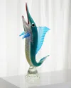 Dale Tiffany Marlin Art Glass Sculpture - 9" X 3.5" X 22.5" In Blue