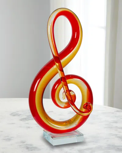 Dale Tiffany Musical Note Art Glass Sculpture In Red