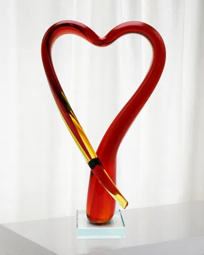 Dale Tiffany Opus Heart Art Glass Figurine - 8.5" X 3.75" X 13.75" In Orange