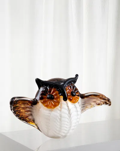 Dale Tiffany Owl Art Glass Sculpture - 9.5" X 4.75" X 5.5" In Multi